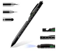 Penriter Penna Multifunzione 9 in 1, Penna con Livella, Scala, Cacciavite (piatta e incrociata), Apribottiglie, Penne Touch Screen e Luce LED, Gadget Utili, Idee Regalo Natale Anniversario Uomo