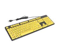 PenRux Tastiera con Stampa di Grandi Dimensioni, Tastiera per Computer USB Cablata Ad Alto Contrasto Tasti Gialli con Lettere Nere Tastiera Ergonomica Portatile di Dimensioni Standard