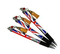 Pens Set di 3 penne a sfera con clip a forma di Big Ben e bandiera del Regno Unito, souvenir da collezione