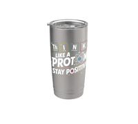 Pensa come un protone Rimani positivo Umorismo scientifico Bicchiere termico in acciaio inox doppia parete