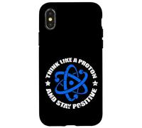 Pensa come un protone Sii positivo Vintage Science Nerd Geek Custodia per iPhone X/XS