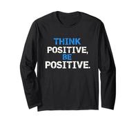 Pensa Positivo Sii Positivo Bold Distressed Typography Maglia a Manica