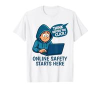 Pensa Prima di cliccare - Consapevolezza della Sicurezza informatica Maglietta con Stampa Grafica Economica