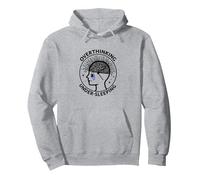 Pensare Troppo alla consapevolezza della Salute mentale sotto Il Sonno Felpa con Cappuccio, Unisex per Adulti, Grigio Melange, M