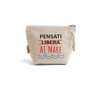 "Pensati al mare" Pochette Donna In Cotone Riciclato Personalizzata Idea Regalo Compleanno Estate Vacanze mare Trousse Porta Trucchi Oggetti Astuccio Con Stampa colorata