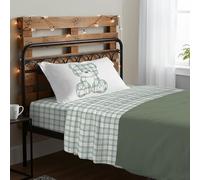 PENSIERI DELICATI Completo Letto 1 Piazza e Mezza, 100% Cotone Caldo e Morbido, Completo Lenzuola 120 x 200 cm, Include Lenzuolo sotto, sopra e 1 Federa, Made in Italy, Primavera Orsetto Verde