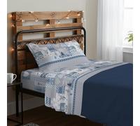 PENSIERI DELICATI Completo Letto 1 Piazza e Mezza, 100% Cotone Caldo e Morbido, Completo Lenzuola 120 x 200 cm, Include Lenzuolo sotto, sopra e 1 Federa, Made in Italy, Alpi Blu