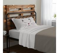 PENSIERI DELICATI Completo Letto 1 Piazza e Mezza, 100% Cotone Caldo e Morbido, Completo Lenzuola 120 x 200 cm, Include Lenzuolo sotto, sopra e 1 Federa, Made in Italy, Miao Beige