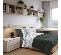 PENSIERI DELICATI Completo Letto 1 Piazza e Mezza 100% Cotone, Completo 180x300 Comprensivo di Lenzuolo Sotto, Lenzuolo Sopra e 1 Federa a due Volant, Made in Italy, Fantasia Dandy Verde