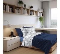 PENSIERI DELICATI Completo Letto 1 Piazza e Mezza 100% Cotone, Completo 180x300 Comprensivo di Lenzuolo Sotto, Lenzuolo Sopra e 1 Federa a due Volant, Made in Italy, Fantasia Dandy Azzurro