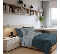 PENSIERI DELICATI Completo Letto 1 Piazza e Mezza 100% Cotone, Completo 180x300 Comprensivo di Lenzuolo Sotto, Lenzuolo Sopra e 1 Federa a due Volant, Made in Italy, Fantasia Provenza Ottanio
