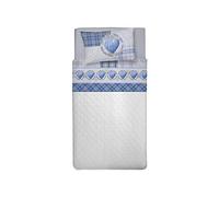 PENSIERI DELICATI Completo Letto 1 Piazza e Mezza 100% Cotone, Completo Lenzuola 1 Piazza e Mezza 120x200 Comprensivo di Lenzuolo sotto, sopra e 1 Federa, Made in Italy, Fantasia Love Mountain Blu