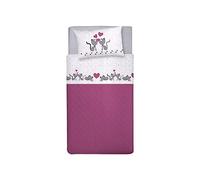 PENSIERI DELICATI Completo Letto 1 Piazza e Mezza 100% Cotone, Completo Lenzuola 1 Piazza e Mezza 120x200 Comprensivo di Lenzuolo sotto, sopra e 1 Federa, Made in Italy, Fantasia Gattini Rosa