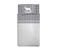 PENSIERI DELICATI Completo Letto 1 Piazza e Mezza 100% Cotone, Completo Lenzuola 1 Piazza e Mezza 120x200 Comprensivo di Lenzuolo Sotto, Sopra e 1 Federa, Made in Italy, Fantasia Tartan Cervo Grigio