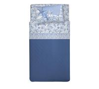 PENSIERI DELICATI Completo Letto 1 Piazza e Mezza 100% Cotone, Completo Lenzuola 1 Piazza e Mezza 120x200 Comprensivo di Lenzuolo sotto, sopra e 1 Federa, Made in Italy, Fantasia Marina Blu