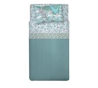PENSIERI DELICATI Completo Letto 1 Piazza e Mezza 100% Cotone, Completo Lenzuola 1 Piazza e Mezza 120x200 Comprensivo di Lenzuolo sotto, sopra e 1 Federa, Made in Italy, Fantasia Marina Verde