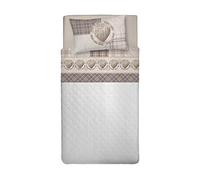 PENSIERI DELICATI Completo Letto 1 Piazza e Mezza 100% Cotone, Completo Lenzuola 1 Piazza e Mezza 120x200 Comprensivo di Lenzuolo sotto, sopra e 1 Federa, Made in Italy, Fantasia Love Mountain Beige