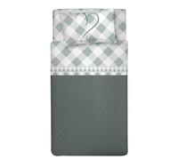 PENSIERI DELICATI Completo Letto 1 Piazza e Mezza 100% Cotone, Completo Lenzuola 1 Piazza e Mezza 120x200 Comprensivo di Lenzuolo sotto, sopra e 1 Federa, Made in Italy, Fantasia Lovely Check Verde