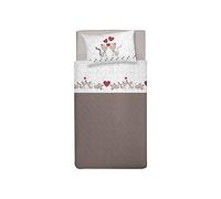 PENSIERI DELICATI Completo Letto 1 Piazza e Mezza 100% Cotone, Completo Lenzuola 1 Piazza e Mezza 120x200 Comprensivo di Lenzuolo sotto, sopra e 1 Federa, Made in Italy, Fantasia Gattini Beige