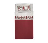 PENSIERI DELICATI Completo Letto 1 Piazza e Mezza 100% Cotone, Completo Lenzuola 1 Piazza e Mezza 120x200 Comprensivo di Lenzuolo Sotto, Sopra e 1 Federa, Made in Italy, Fantasia Gnomi Rosso