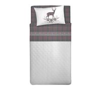 PENSIERI DELICATI Completo Letto 1 Piazza e Mezza 100% Cotone, Completo Lenzuola 1 Piazza e Mezza 120x200 Comprensivo di Lenzuolo sotto, sopra e 1 Federa, Made in Italy, Tartan Cervo Antracite