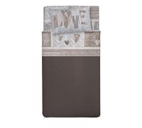 PENSIERI DELICATI Completo Letto 1 Piazza e Mezza 100% Cotone, Completo Lenzuola 1 Piazza e Mezza 120x200 Comprensivo di Lenzuolo sotto, sopra e 1 Federa, Made in Italy, Fantasia Shabby in Love Beige