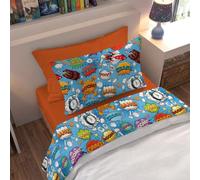 Pensieri Delicati Completo Letto 1 Piazza e Mezza, 180x295, Cotone, Boom | Per cameretta, lenzuolo sopra e federa a sacchetto con stampa digitale, lenzuolo sotto con angoli in tinta unita