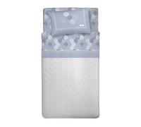 PENSIERI DELICATI Completo Letto 1 Piazza e Mezza, Flanella 100% Cotone Caldo e Morbido, Completo Lenzuola 120 x 200 cm, Include Lenzuolo Sotto, Sopra e 1 Federa, Made in Italy, Bologna Azzurro