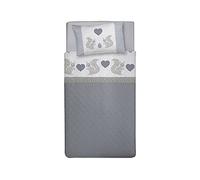 PENSIERI DELICATI Completo Letto 1 Piazza e Mezza, Flanella 100% Cotone Caldo e Morbido, Completo Lenzuola 120 x 200 cm, con Lenzuolo Sotto, Sopra e 1 Federa, Made in Italy, Fantasia Scoiattolo Grigio