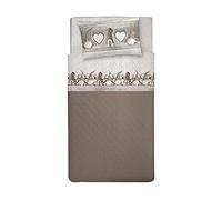 PENSIERI DELICATI Completo Letto 1 Piazza e Mezza, Flanella 100% Cotone Caldo e Morbido, Completo Lenzuola 120 x 200 cm, Include Lenzuolo Sotto, Sopra e 1 Federa, Made in Italy, Fantasia Gnomi Beige