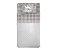 PENSIERI DELICATI Completo Letto 1 Piazza e Mezza, Flanella 100% Cotone Caldo e Morbido, Completo Lenzuola 120 x 200 cm, Include Lenzuolo Sotto, Sopra e 1 Federa, Made in Italy, Tartan Cervo Beige