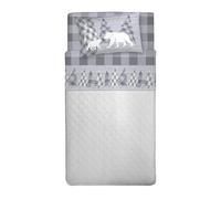 PENSIERI DELICATI Completo Letto 1 Piazza e Mezza, Flanella 100% Cotone Caldo e Morbido, Completo Lenzuola 120 x 200 cm, Include Lenzuolo Sotto, Sopra e 1 Federa, Made in Italy, Canada Grigio