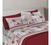 PENSIERI DELICATI Completo Letto Matrimoniale, 100% Cotone Caldo e Morbido, 2 Piazze 180x200cm, Include Lenzuolo sotto, sopra e 2 Federe, Made in Italy, Alpi Rosso