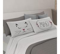 PENSIERI DELICATI Completo Letto Matrimoniale, 100% Cotone Caldo e Morbido, 2 Piazze 180x200cm, Include Lenzuolo sotto, sopra e 2 Federe, Made in Italy, Miao Beige