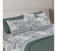 PENSIERI DELICATI Completo Letto Matrimoniale, 100% Cotone Caldo e Morbido, 2 Piazze 180x200cm, Include Lenzuolo sotto, sopra e 2 Federe, Made in Italy, Alpi Verde