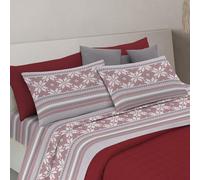 PENSIERI DELICATI Completo Letto Matrimoniale, 100% Cotone Caldo e Morbido, 2 Piazze 180x200cm, Include Lenzuolo sotto, sopra e 2 Federe, Made in Italy, Norvegia Rosso