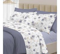 PENSIERI DELICATI Completo Letto Matrimoniale 100% Cotone, Completo 250x300 Comprensivo di Lenzuolo Sotto, Lenzuolo Sopra e 1 Federa a due Volant, Made in Italy, Fantasia Sanderson Grigio