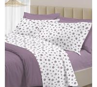 PENSIERI DELICATI Completo Letto Matrimoniale 100% Cotone, Completo 250x300 Comprensivo di Lenzuolo Sotto, Lenzuolo Sopra e 1 Federa a due Volant, Made in Italy, Fantasia Dandy Rosa