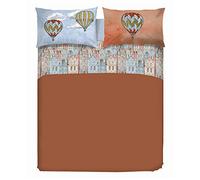 PENSIERI DELICATI Completo Letto Matrimoniale 100% Cotone, Completo Lenzuola Matrimoniali 180x200 Comprensivo di Lenzuolo sotto, sopra e 2 Federe, Made in Italy, Fantasia Volare Arancio