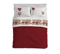 PENSIERI DELICATI Completo Letto Matrimoniale 100% Cotone, Completo Lenzuola Matrimoniali 180x200 Comprensivo di Lenzuolo sotto, sopra e 2 Federe, Made in Italy, Fantasia Orsetti Rosso
