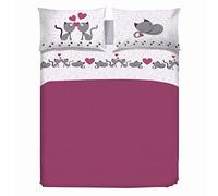 PENSIERI DELICATI Completo Letto Matrimoniale 100% Cotone, Completo Lenzuola Matrimoniali 180x200 Comprensivo di Lenzuolo sotto, sopra e 2 Federe, Made in Italy, Fantasia Gattini Rosa