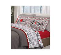 PENSIERI DELICATI Completo Letto Matrimoniale 100% Cotone, Completo Lenzuola Matrimoniali 180x200 Comprensivo di Lenzuolo sotto, sopra e 2 Federe, Made in Italy, Fantasia Music Rosso