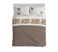 PENSIERI DELICATI Completo Letto Matrimoniale 100% Cotone, Completo Lenzuola Matrimoniali 180x200 Comprensivo di Lenzuolo sotto, sopra e 2 Federe, Made in Italy, Fantasia Orsetti Beige