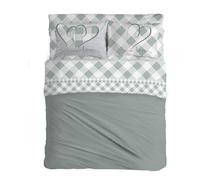 PENSIERI DELICATI Completo Letto Matrimoniale 100% Cotone, Completo Lenzuola Matrimoniali 180x200 Comprensivo di Lenzuolo sotto, sopra e 2 Federe, Made in Italy, Fantasia Lovely Check Verde