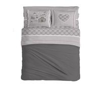 PENSIERI DELICATI Completo Letto Matrimoniale 100% Cotone, Completo Lenzuola Matrimoniali 180x200 Comprensivo di Lenzuolo sotto, sopra e 2 Federe, Made in Italy, Fantasia Chalet Beige