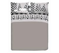 PENSIERI DELICATI Completo Letto Matrimoniale 100% Cotone, Completo Lenzuola Matrimoniali 180x200 Comprensivo di Lenzuolo sotto, sopra e 2 Federe, Made in Italy, Fantasia Canada Bianco