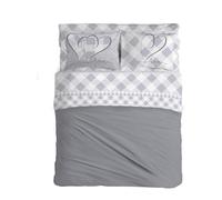PENSIERI DELICATI Completo Letto Matrimoniale 100% Cotone, Completo Lenzuola Matrimoniali 180x200 Comprensivo di Lenzuolo sotto, sopra e 2 Federe, Made in Italy, Fantasia Lovely Check Grigio