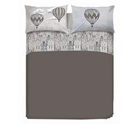 PENSIERI DELICATI Completo Letto Matrimoniale 100% Cotone, Completo Lenzuola Matrimoniali 180x200 Comprensivo di Lenzuolo sotto, sopra e 2 Federe, Made in Italy, Fantasia Volare Beige