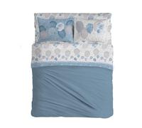 PENSIERI DELICATI Completo Letto Matrimoniale 100% Cotone, Completo Lenzuola Matrimoniali 180x200 Comprensivo di Lenzuolo sotto, sopra e 2 Federe, Made in Italy, Fantasia Palloncini Azzurro