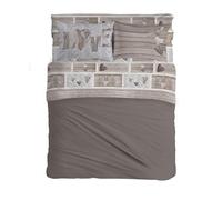 PENSIERI DELICATI Completo Letto Matrimoniale 100% Cotone, Completo Lenzuola Matrimoniali 180x200 Comprensivo di Lenzuolo sotto, sopra e 2 Federe, Made in Italy, Fantasia Shabby in Love Beige